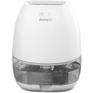 Dehumidifier, AlohaAir 34 OZ Small Dehumidifiers for Home and Room, Quiet with 7 Colors Night Light, Auto Shut Off, Dehumidifiers for Bedroom, Bathroom, RV, and Closet (Grey)
