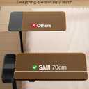 SAIJI Magnetic Overbed Bedside Table with Wheels, Height and 360 Angle Adjustable Over Bed Desk with Led Light, Portable Lengthened Rolling Laptop Standing Desk Mobile Bed Tables Hospital Home Use