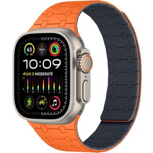 Amizee Magnetic Bands Compatible with Apple Watch Band 49mm 46mm 45mm 44mm 42mm 41mm 40mm 38mm Women Men, Sport Silicone Strap for iWatch Ultra 2 Series 10 9 8 7 6 SE 5 4 (49/46/45/44/42, Orange Mid)