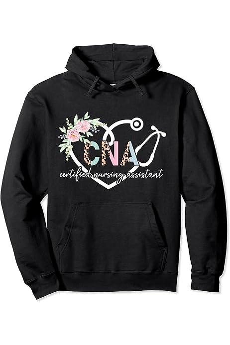 CNA Certified Nursing Assistant Heart CNA Nurse Pullover Hoodie L
