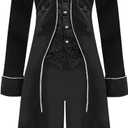 Medieval Steampunk Tailcoat Halloween Costumes for Men, Renaissance Pirate Vampire Gothic Jackets Vintage Warlock Frock Coat (XX-Large, Black)