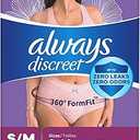 Always Discreet Adult Incontinence Underwear for Women and Postpartum Underwear, Small/Medium, Up to 100% Bladder Leak Protection, 32 Count