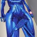 Womens Superhero Costume Cosplay Outfit Bodysuit Jumpsuit Spandex Bodysuit Halloween Costume (3X-Large, Blue)