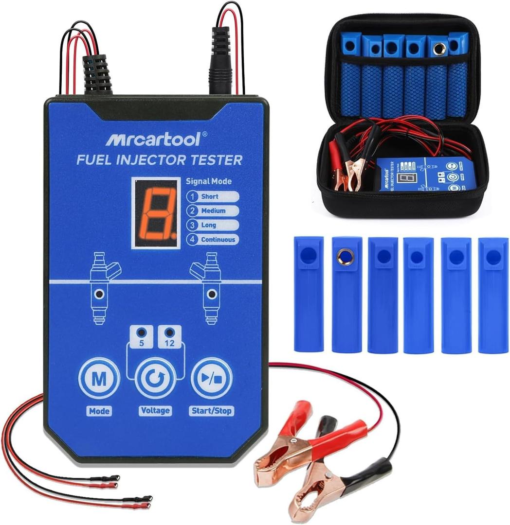 BELEY Fuel Injector Tester and Universal Cleaner Tool Kit 6 Size Cleaning Adapters & 8 Pulse Modes for 12V Automotive Car Motorcycle Injector Tester Kit, DIY Automotive Cleaning Test Kits