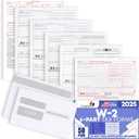 50 W2 Forms 2025 with Envelopes, 6 Part W2 Tax Forms for 50 Employees IRS Compatible Laser Forms with 3 W3s, Works with Quick Books in Other Software - Includes 50 Self-Seal Envelopes