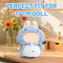 17cm Doll Clothes(No Doll) Furry 2-Piece Clothes Set Stylish Dolls Shark Clothes Blue Accessories Cute Outfits (Blue Shark Suit, 17cm)
