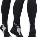 Physix Gear Compression Socks 20-30 mmHg - Men & Women - Running, Nurses, Shin Splints, Flight, Travel (Black/Grey Flower)