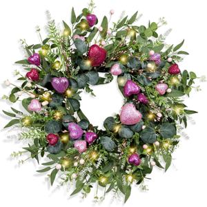 25 inche Large Eucalyptus Wreaths for Front Door Artificial Green Eucalyptus Leaves Greenery Indoor Outdoor Wreath Home Decor Porch Window Wall Farmhouse Door Decorations Spring Summer All Season