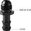 8AN Male Flare to 1/2 Hose Barb Straight Fitting Adapter Aluminum Black 2PCS