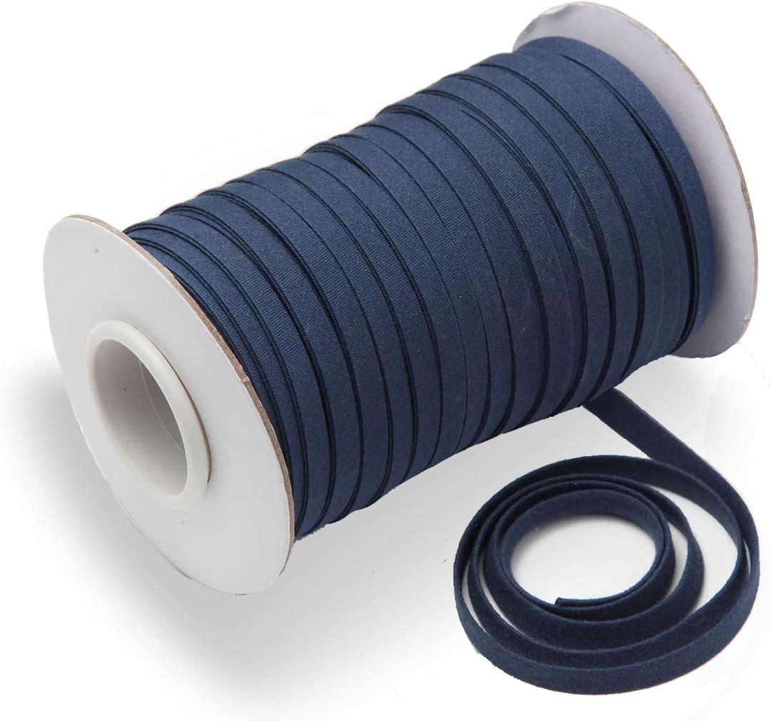 Tewadoo Bias Tape Double Fold 1/4 Inch - Navy Blue 55 Yards Polyester Binding Tape for Sewing, Quilt Binding, Hemming, Seaming and Fabric Piping