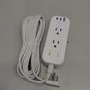 Extension Cord 15 ft - Power Strip Surge Protector, Flat Plug with 6 AC Outlet Extender 3 USB Ports (2 USB-C), 1080J, Multi Plug Outlets Desktop Charging Station for Home College Dorm Room Essentials