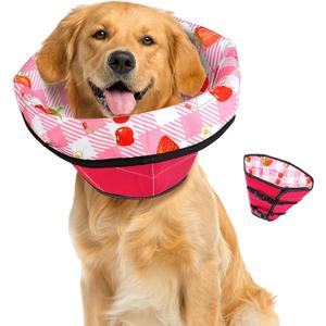 Soft Dog Cone Collar After Surgery: Adjustable Long Foldable Comfy Recovery Shame Elizabethan Stop Licking Small Medium Large Dogs (Red, XL)