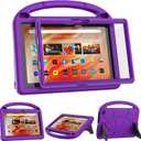 Tablet Case for 10.1" Tablet, Not Fit for Nokia TCL 10.1 inch Tablets - Patamiyar Lightweight Shockproof Kids-Friendly Screen Protector Case with Handle Stand - Tulip Purple