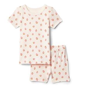 Amazon Essentials x Sofia Grainge Unisex Toddlers' Mommy and Me Short Sleeve Pajama Set, Peach Strawberry Toss, 2T