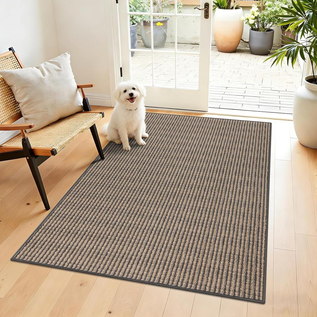 Ileading Indoor Door Mat 36"x60" Non-Slip Washable, Super Absorbent Stain Resistant Pet Friendly Muddy Paws Welcome Mat, Entryway Mat for Entry Porch Foyer (Coffee)