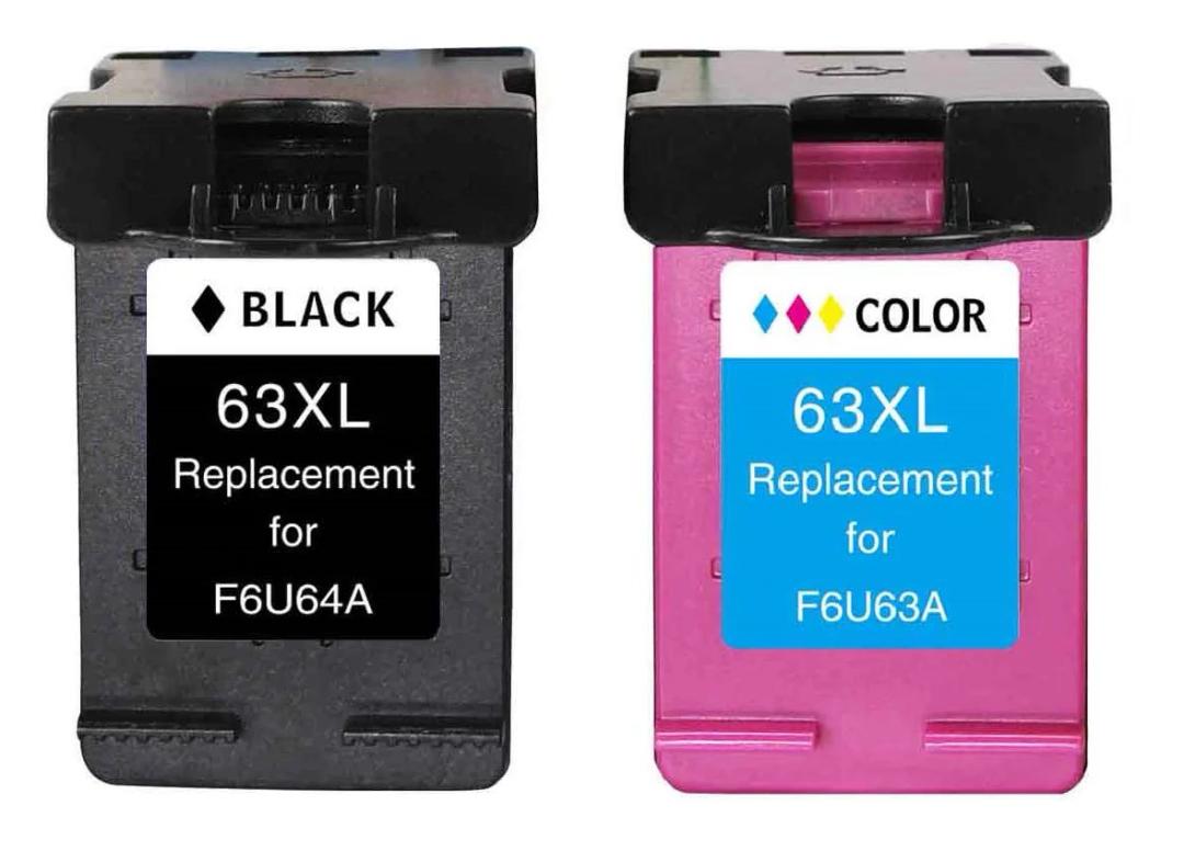 63XL Black and Tri-Color Ink replacement Cartridges, For F6U63A