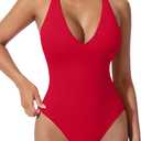 SUUKSESS Women Sexy Low Back One Piece Swimsuit Slimming Tummy Control Bathing Suit (Medium, 180 Red)