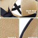 Sun Beach Hats for Women with Ponytail Hole, Floppy Wide Brim Beach Hat, Straw Summer Packable Sunhat Foldable Sun Protection (Yellow)
