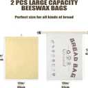 Reusable Bread Bags for Homemade Bread, Large Cotton Beeswax Bags, Sourdough Bag, Beeswax Bag, Sourdough Storage(2 Pack) Noblefuny