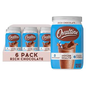 Nestle Ovaltine Rich Chocolate, 12-Ounce Tubs (Pack of 6) (EXP 09/01/27)