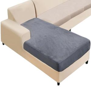 NAISI Sectional Couch Cover 1 Piece Velvet Separate Chaise Lounge Cover Soft Stretch Sofa Slipcovers for Left/Right Chaise Sectional Couch (Chaise Lounge, Dark Grey)