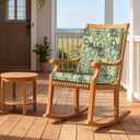 DYTXIII Outdoor High Back Chair Cushions Set of 2, 44x20 in Water Repellent Patio Seat Cushions with Elastic Sponge, All Weather Cushions for Rocking, Dining Chairs, Patio Furniture - Green Rose, 44"x20"x2.5"