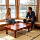 SH-tables Folding Coffee Table, Korean Tatami Low Wooden Table, Hand-Painted Bay Window Dining Table (Size : 705027cm), 27.619.710.2in