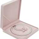 FINGERINSPIRE Jewelry Velvet Box 5.18 inch Inner Diameter with Fiberboard Square Linen Pearl Necklace Earring Bracelet Gift Display Case Wedding Jewelry Storage Holder Long Chain Holder Storage Case