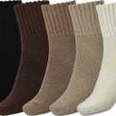 BomKinta Women Winter Solid Boots Socks Thick Warm Wool Socks Cozy Crew Socks Christmas Gift, 5PS