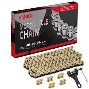 KAMIER 428 Drive Chain 116 Links Gold with Chain Breaker Tool for 110cc 125cc TTR125 YZ85 CB125 Apollo RFZ DB-X18 X19 Suzuki JR80 RM85 TaoTao Chinese Pit Dirt Bike 4 Wheeler ATV Quad Heavy Duty Parts