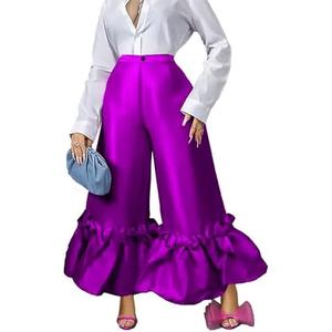 AOMEI Women's Shiny High Waist Flare Pants Wide Leg Bell Bottoms Trousers Size XXL