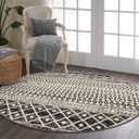Moroccan Washable Round Area Rug, 4ft Non-Slip Distressed Black Area Rug for Bedroom, Soft Non-Shedding Circle Rug Bedside Carpet for Living Room Dining Room Bedroom