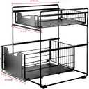 2 Tier Under Sink Organizer,Slide Out Kitchen Cabinet Organizer,Pull Out Pantry Storage with 2 baskets, Office Supplies,Kitchen,Bathroom Organizer with Sliding Drawer,Large Capacity,Multi-Use