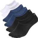 WHISPER DEER No Show Socks Men Invisible Low cut Loafer Sneaker Socks Non-Slip (12-15, 2white+2black+2blue)
