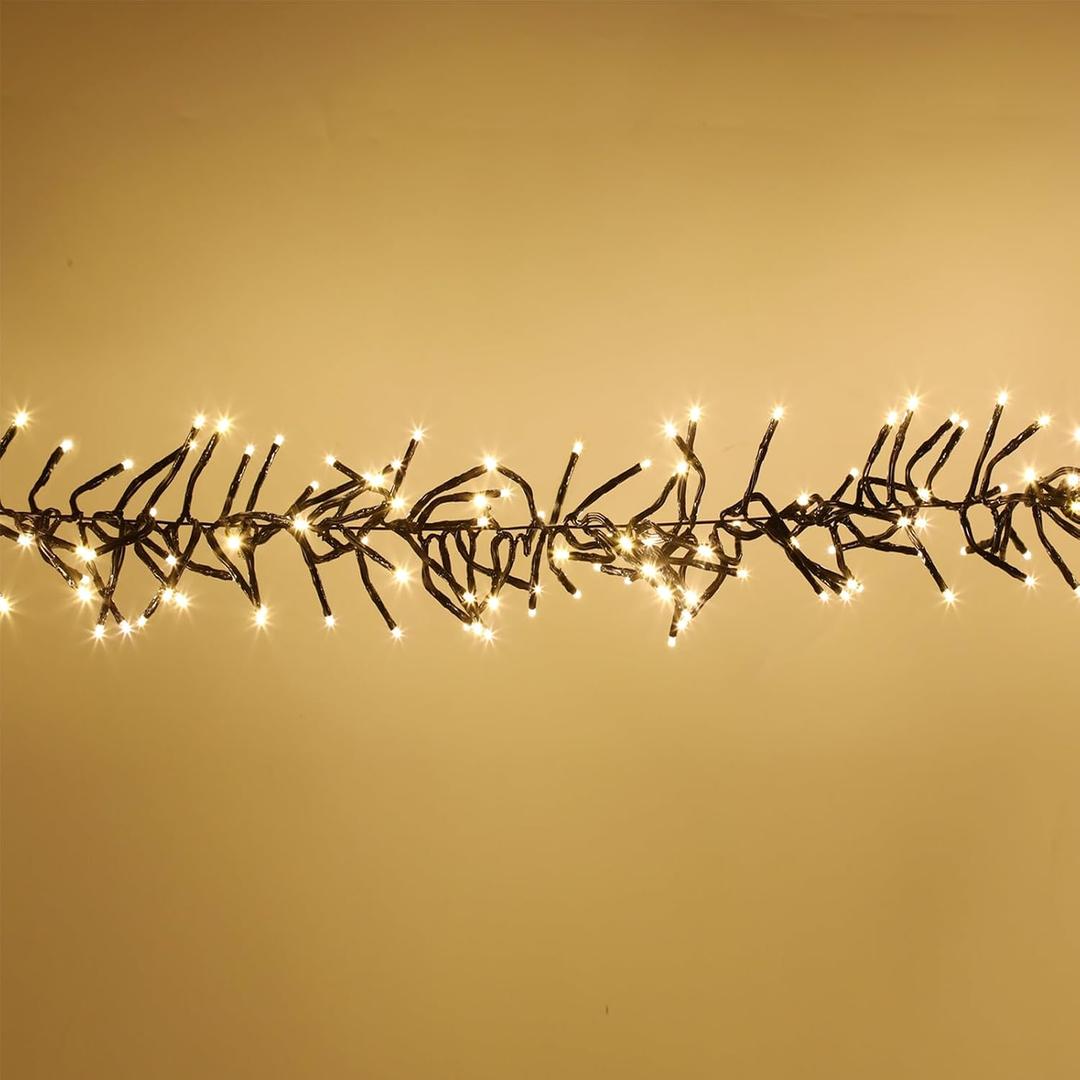 400 LED Cluser Lights, Warm White Christmas Tree Lights with Remote, 8 Modes Twinkle Outdoor Waterprfoof Plug in for Indoor, Garland, Xmas, Wedding Decor,19.56ft, Black Wire