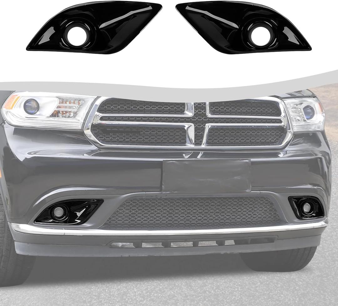 Front Fog Light Lamp Cover Guard Trim Cover Compatible with 2011-2020 Dodge Durango(2Pcs,Black)