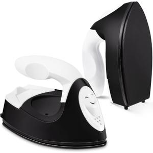 Honoson Mini Craft Iron Mini Heat Press Small Portable Tiny Iron with Charging Base Accessories for Fuse Beads Patch DIY Shoes T-Shirts Heat Transfer Vinyl Projects(Black)