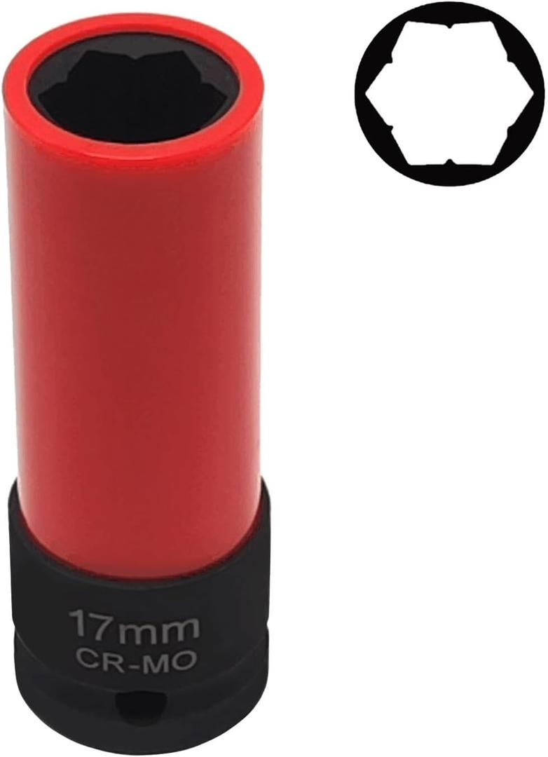 17mm Wheel Lock Nut Removal Socket Compatible with Mercedes Benz S Series W221, 1/2" Drive Anti-theft Protective Lug Nut Extractor, Flower Head Design Metal Wheel Nut Wrench