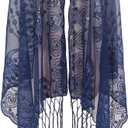 L'VOW Women's Glittering 1920s Scarf Mesh Sequin Wedding Cape Fringed Evening Shawl Wrap