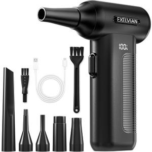 Compressed Air Duster Electric : 150000RPM 10000mAh LED 6-Gear Adjustable Keyboard Cleaner, Wireless Rechargeable Duster for Computer Keyboard Cleaning