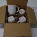 famiware Coffee Mugs Set of 4, Ocean Square 13oz Coffee Cup Set with Handle for Cocoa, Milk, Hot Chocolate, Stoneware Cups for Kitchen, Reactive Glaze, Microwave and Dishwasher Safe, Cappuccino White