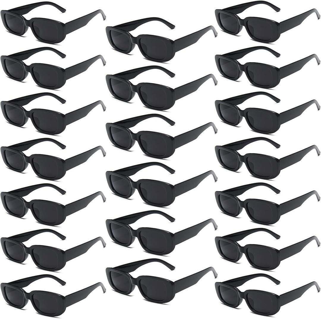 YQVIE 20 Pack Small Rectangle Sunglasses Bulk for Women Men Trendy Square Party Glasses