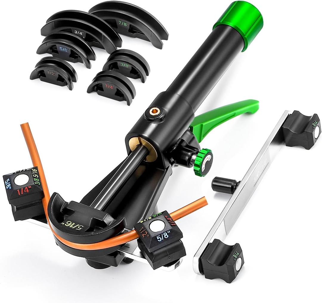 Bonvoisin Hydraulic Tubing Bender Kit 1/4"-7/8" Copper Tube Bender HVAC Pipe Bender Tool Set 90 Bend with 7 Dies for Refrigerator Air Conditioner Repair