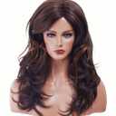 Rugelyss Vintage Wigs Brown Mixed Blonde Wig for Women Lady Layered Synthetic Full Wigs for 60s 70s 80s Cosplay Costume Disco Hair Wig