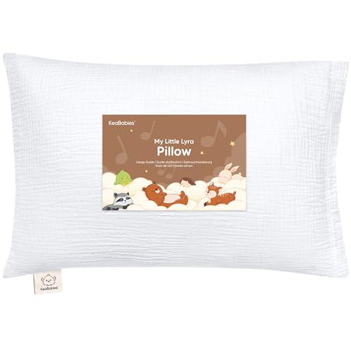 KeaBabies Toddler Pillow with Pillowcase – 13x18 Soft, Breathable Organic Cotton Muslin Kids Pillow for Sleeping, Travel, Preschool Nap, Small Bed, Toddler Age 2 Year Old to 5 (Soft White)