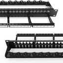 Patch Panel 24 Port Blank Keystone Patch Panel RJ45 Patch Panel with Smart Cable Management for 19 inch Rack Mount (Shielded)