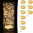 MUMUXI 9 Pack 7.2ft Fairy Lights Battery Operated String Lights, 20 Mini LEDs for Centerpiece Table Decorations, Wedding Party Bedroom Mason Jar Christmas Decor, Warm White (7.2 Ft-12 Pack-20 LED)