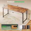 Huuger Computer Desk, 55 Inch Home Office Desk, Gaming Writing Work from Home Study Desk, Large Legroom, Sturdy Metal Frame, Modern Simple, Rustic Brown, 54inch