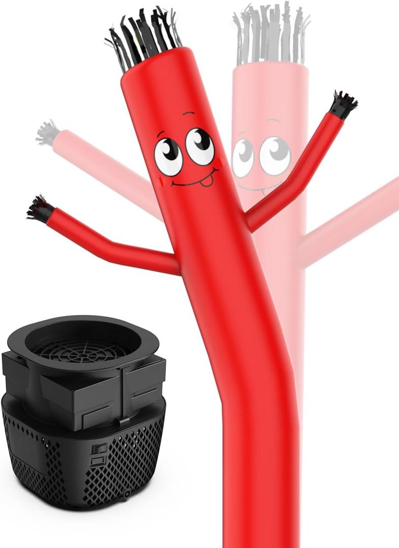 Inflatable Tube Man with Blower: 6 FT Tall Dancing Inflatable Tube Guy for Outdoor Decoration with Mini Blower Fan, for Mall Opening, Business Advertising, and Events (RED)