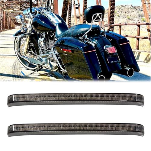 JMTBNO Motorcycle Saddlebag Tail Lights LED Rear Sequential LED Running Brake Light Turn Signals Compatible with 2014-2023 Harley Touring Road King Road Gilde Street Gilde Electra Glide, Smoke Lens